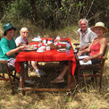 Ro London, Meru National Park, bush breakfast with John Rendall & friends.